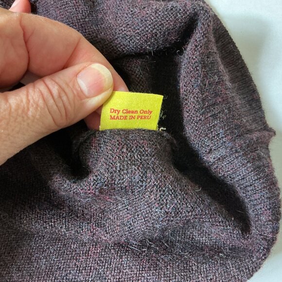 Kuna Men's Heather Red Ribbed Shoulders & Elbows Baby Alpaca V-Neck Sweater S - Picture 7 of 7